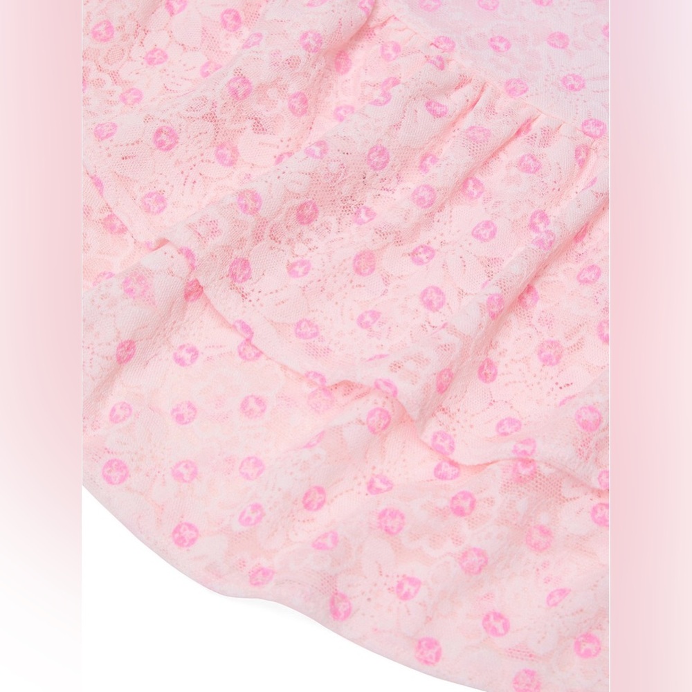 PINK x LoveShackFancy Strapless Lace Mini Dress Icon Polka Dot Pink Small NWT - Picture 4 of 16